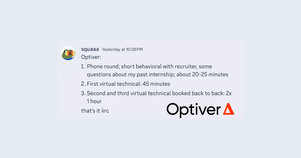 Optiver Interview Process for Software Engineers